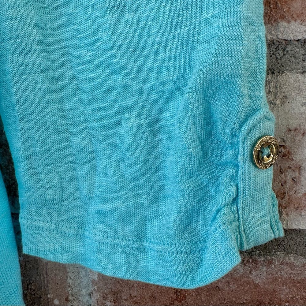 Lilly Pulitzer 100% Linen Mindy Tunic Top Turquoise Women’s Small Beach - Picture 4 of 9